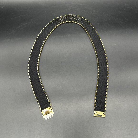 Vintage Gold Belt Fish Scale Metal Stretch 1970s Disco Queen Glamour Elastic - Picture 4 of 8